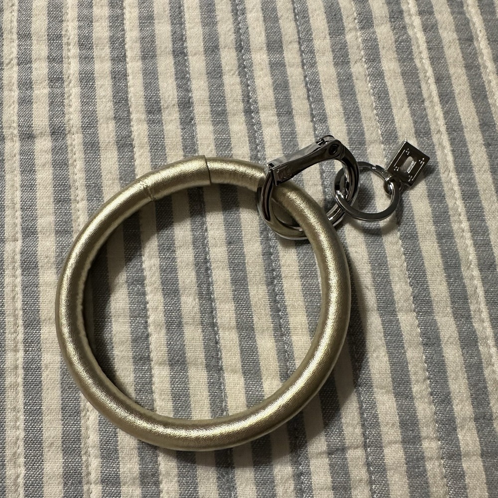 Metallic Leatherette Bangle Bracelet Wristlet‎ Key Ring